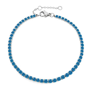 OPA1858-AQ Ocelový štrasový tenisový náramek AQUAMARINE