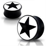 PL01089-24 Akrylátový plug - černá hvězda, průměr 24 mm