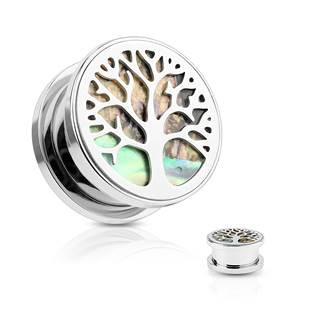 PL01212-10 Plug do ucha s perletí - strom života