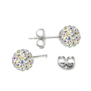 SWAG06-AB Stříbrné náušnice kuličky Crystals from Swarovski® AB