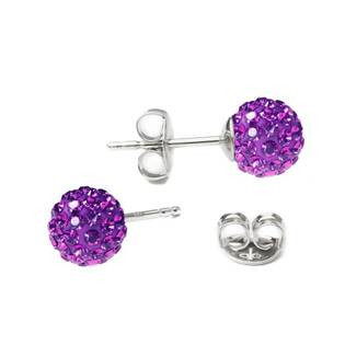 SWAG06-AM Stříbrné náušnice kuličky Crystals from Swarovski® Amethyst