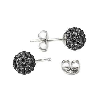 SWAG06-BD Stříbrné náušnice kuličky Crystals from Swarovski® Black Diamond