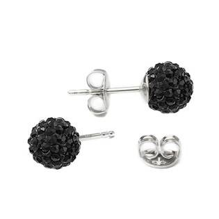 SWAG06-JB Stříbrné náušnice kuličky Crystals from Swarovski® Jet Black