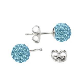 SWAG06-LT Stříbrné náušnice kuličky Crystals from Swarovski® Light Turquoise