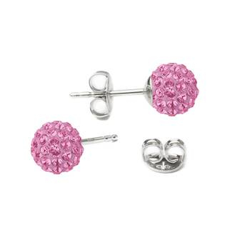 SWAG06-P Stříbrné náušnice kuličky Crystals from Swarovski® Pink