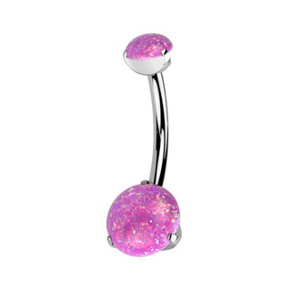 TIT1145-OP22 Piercing do pupíku - TITAN, růžový opál