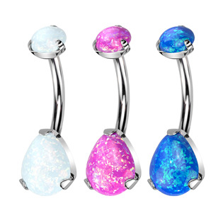 TIT1187-OP05 Piercing do pupíku - TITAN, opál