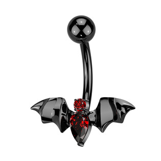 TIT1560-K Černý piercing do pupíku netopýr - TITAN