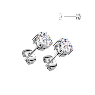 TM027 Titanové náušnice s moissanity 6,5mm (2x1ct)