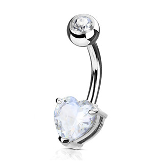 WP0050-C Piercing do pupíku srdce, barva: čirá