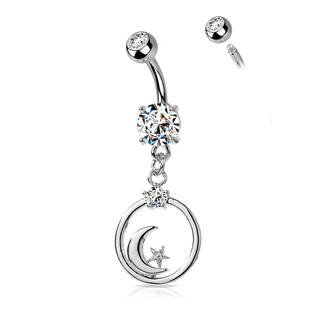 WP0055 Piercing do pupíku - měsíc a hvězda