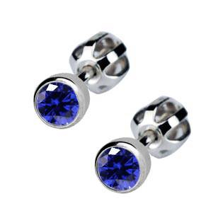ZB23067A-B Stříbrné náušnice se tmavě modré kamínky 4 mm