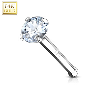ZL01126C-WG Zlatý piercing do nosu, čirý zirkon, Au 585/1000