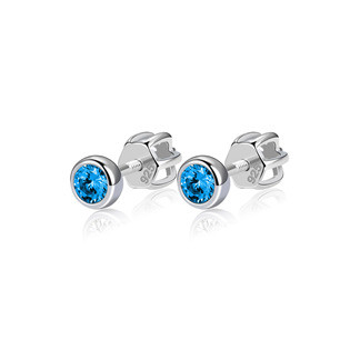 NB-3651-Q Stříbrné náušnice, modré zirkony 3 mm