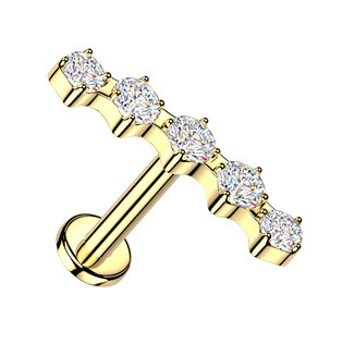 LB1160GD-1206 Zlacený piercing do brady se zirkony