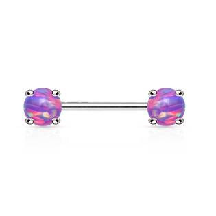 BR01023-A Piercing do bradavky, fialové opály